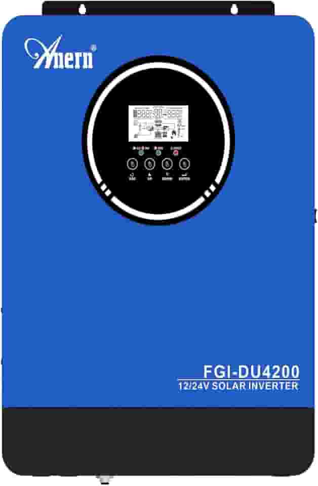 Inversor Solar Híbrido 4200W 230V AC Onda Senoidal Pura com Display LCD Automático para Sistema Solar BMS Dual Voltage 12V 24V