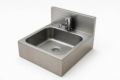 Pia Industrial Suspensa em Aço Inox, Lavatório para Higienização de Mãos, Uso Comercial
