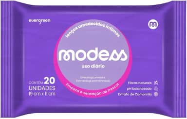 Lenço Umedecido Higiene Íntima Modess 20un