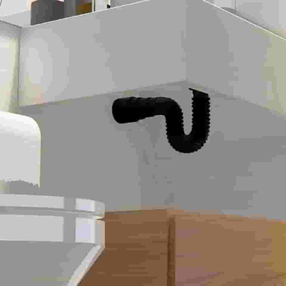 Sifão Sanfonado Flexível Preto Cozinha Pia Banheiro Tanque