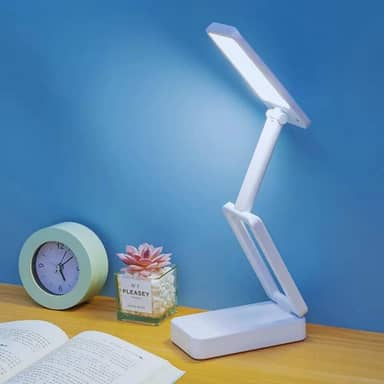 Luminária de Mesa Articulável e Dobrável 40 LEDs Recarregável USB Iluminação Quente Fria Neutra Decoração Trabalho e Estudos