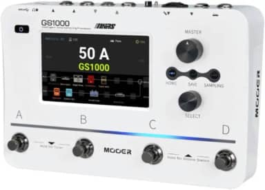 Mooer Pedaleira Multiefeitos GS1000 Branca | para Guitarra, 350 Efeitos, Simulações de Amplificador, Tela Touch de 5", Interface de Áudio USB-C, Bluetooth, MIDI, EQ com IA, Groove Station, Looper
