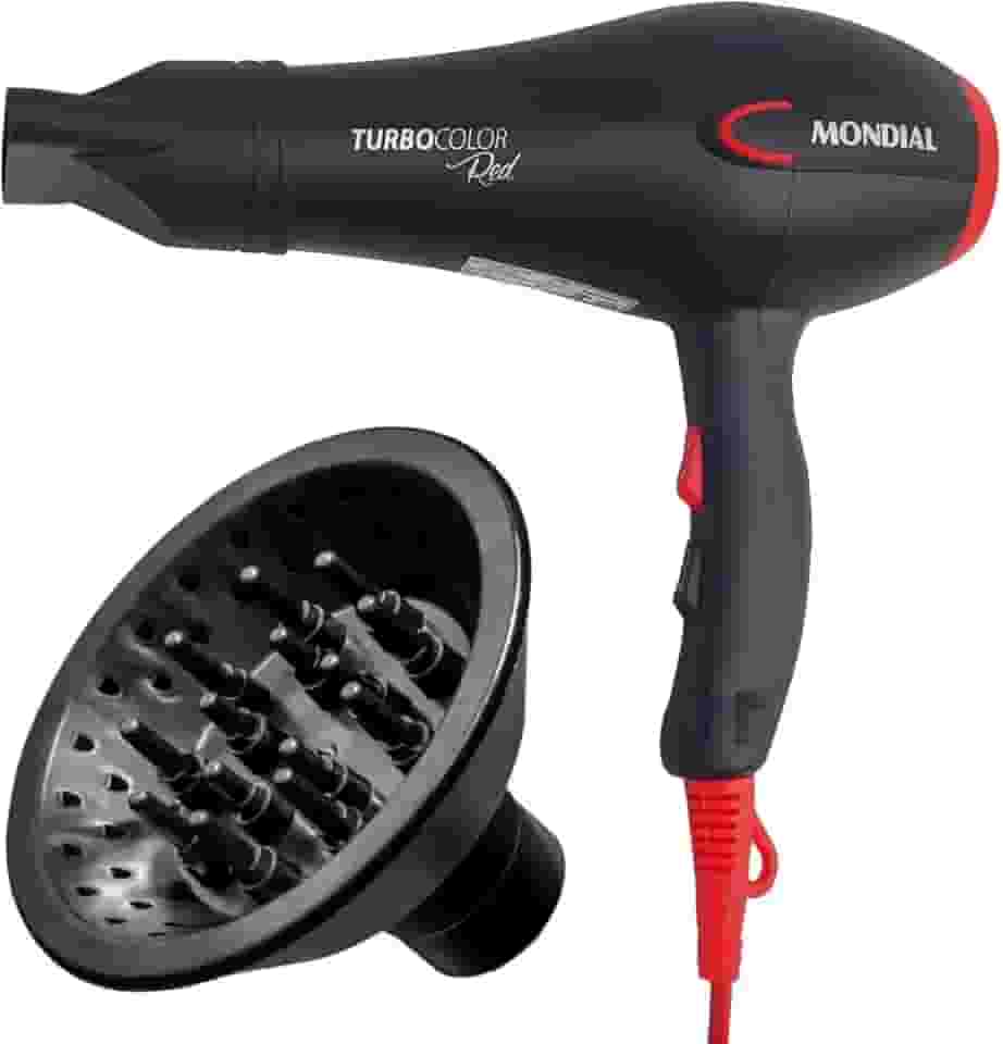 Secador De Cabelo Com Difusor Cachos Mondial Turbo Color Red 2000W - 220v