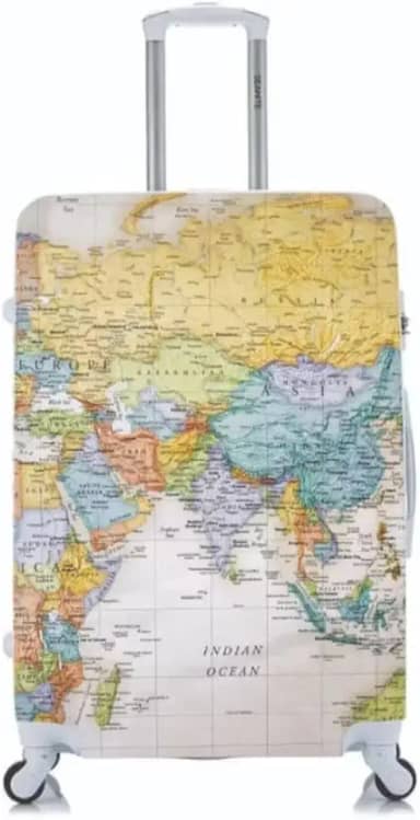 Capa Para Mala Viagem Mapa Mundi Protetor de Bagagem Bordo Segurança Aeroporto Internacional (55 a 60 cm x 44 cm x 29 cm)