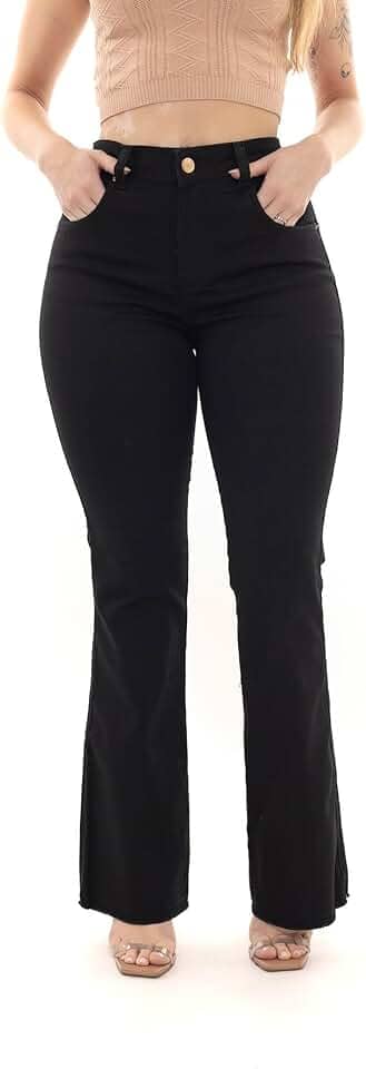 Calça Feminina Flare Jeans Empina Bumbum Cintura Alta