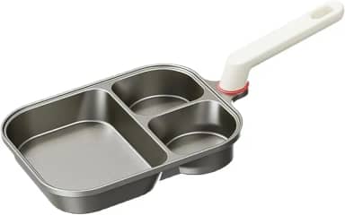 LI-GELISI Frigideira dividida de cerâmica de titânio 3 em 1, frigideira multiseção para café da manhã com alça, compatível com indução, a gás, fogão elétrico, 23 cm