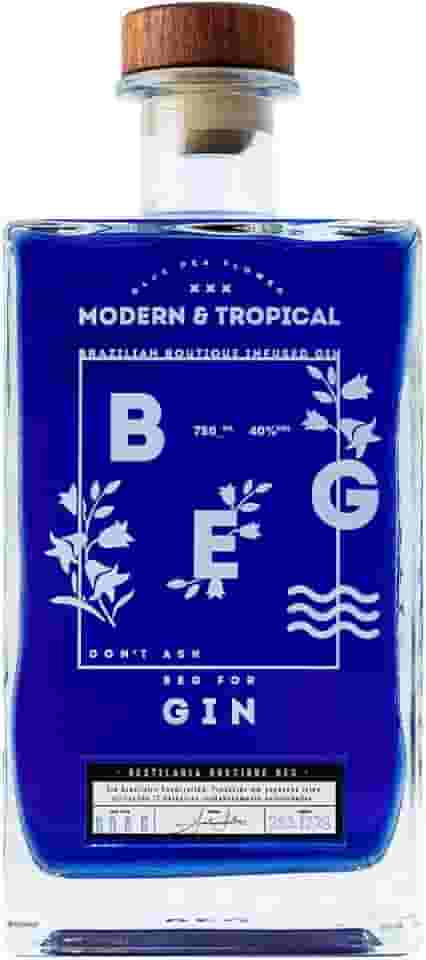BEG - Modern & Tropical Gin 750ml – Gin Infusionado por 24h - Azul Vibrante que Transforma em Rosa - Notas Florais Delicadas - Mais Doce e Menos Amargo - Artesanal e Naturalmente Saborizado