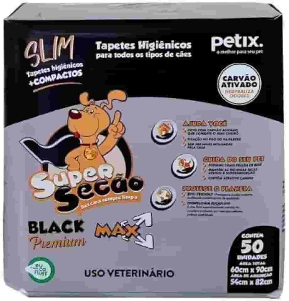 Tapete Higiênico Super Secão Black Premium Slim 50 Unidades