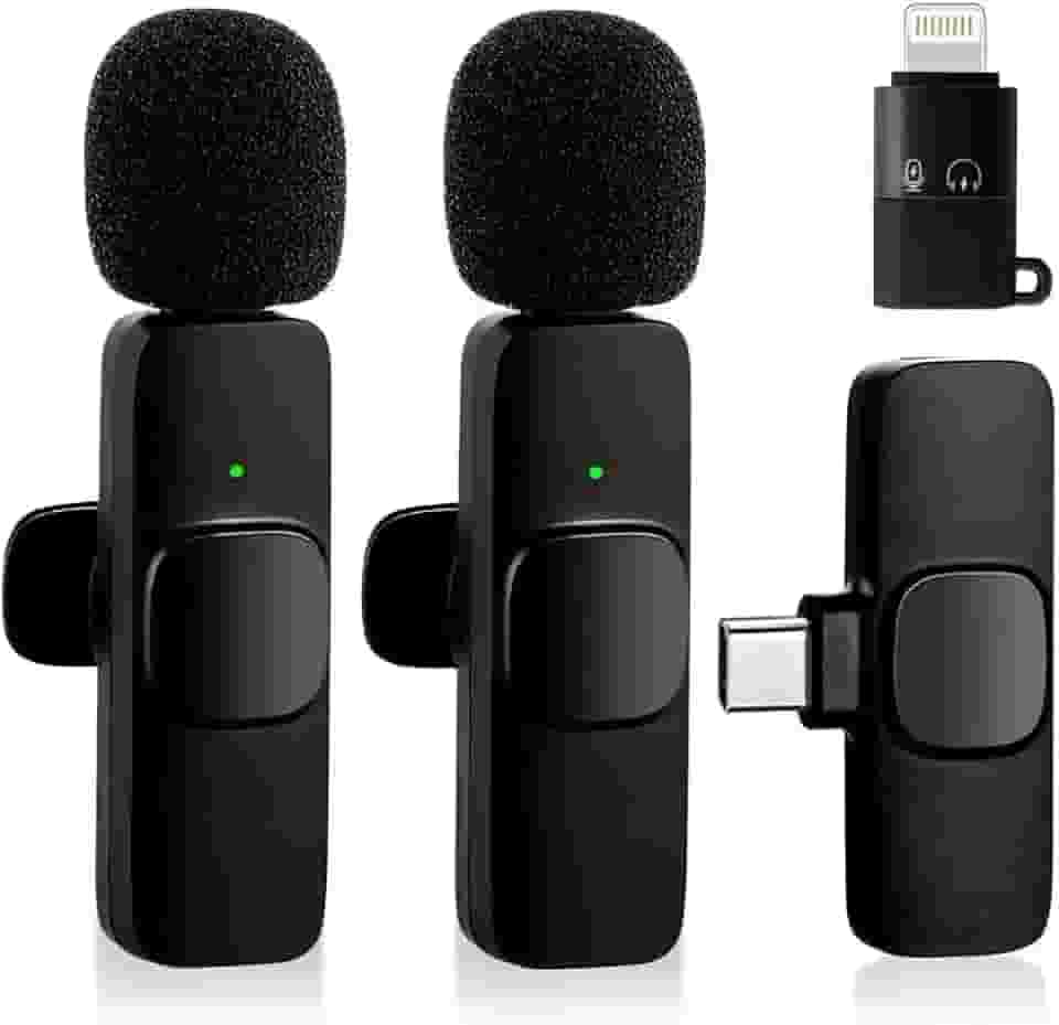 2 peças Microfone de lapela sem fio para telefone (Type C), microfone duplo sem fio para gravação de vídeo, transmissão ao vivo, vlog, YouTube, TikTok, Facebook, zoom - redução de ruído e plug-play. (Sem necessidade de APP/Bluetooth) (Andróide 2 peças)