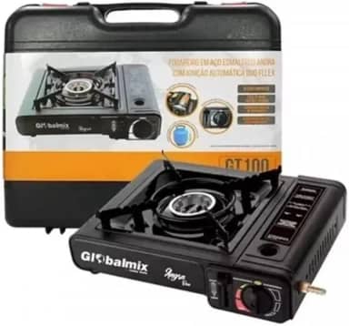 Fogareiro Portátil Globalmix para Camping GT100 em Aço Esmaltado a Gás com Ignição Automática