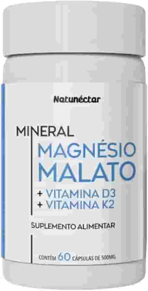Magnésio Malato D3+K2 500mg -Vitamina Promove Relaxamento Mental e Muscular,Ideal Para Saúde Óssea