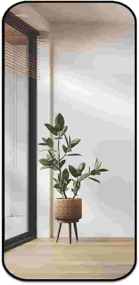 Espelho de Corpo Inteiro Retangular Cantos Arredondado 110x53 – Elegância e Amplitude para Seu Ambiente (Preto)
