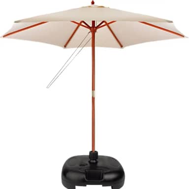 Ombrelone Central Redondo 2,40 Metros Madeira Guarda Sol Piscina + base Movel