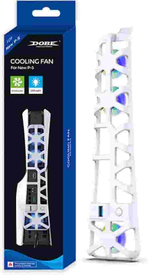 Cooler Fan Externo USB Ventilador para Resfriamento 3 Ventoinhas Led Compatível com Ps5 Slim (Branco)