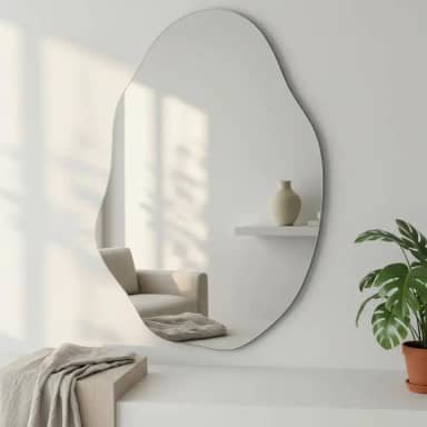 Espelho Orgânico Lapidado Vênus Decorativo 70x50cm com Suporte Sala de estar Quarto Banheiro Closet