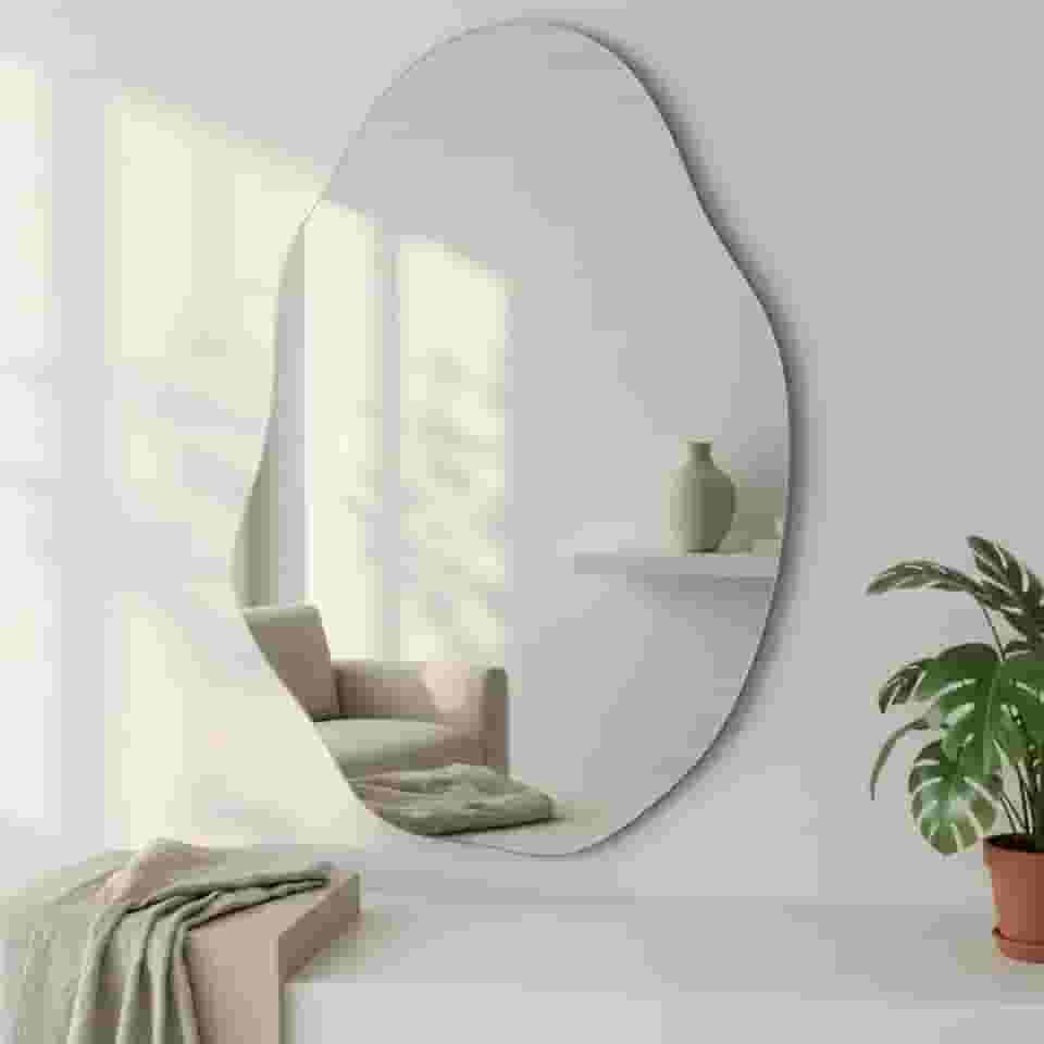 Espelho Orgânico Lapidado Vênus Decorativo 70x50cm com Suporte Sala de estar Quarto Banheiro Closet