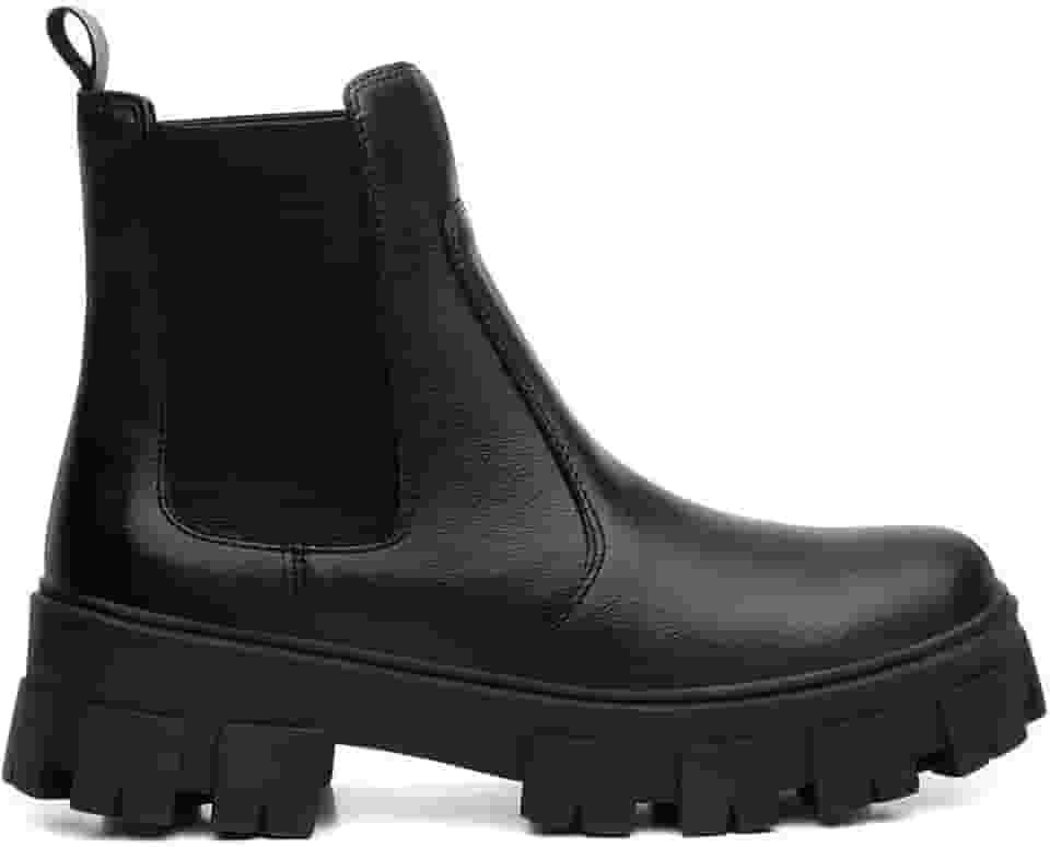 Coturno Feminino Casual Salto Baixo Elástico Chelsea Tratorado