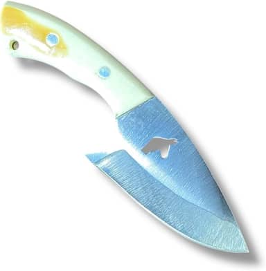 Faca de castração unha de onça faquinha bainha de couro (bege)