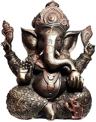 Estátua de Ganesha Grande Resina Cor Bronze 30cm