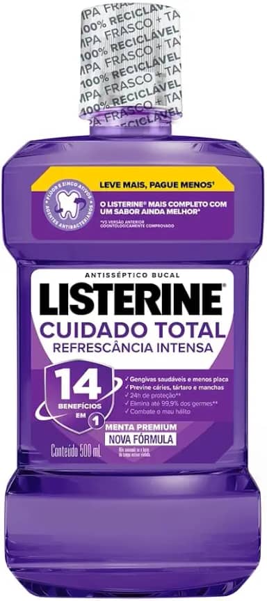 Listerine Cuidado Total 14 Benefícios em 1 Enxaguante Bucal, 500mL