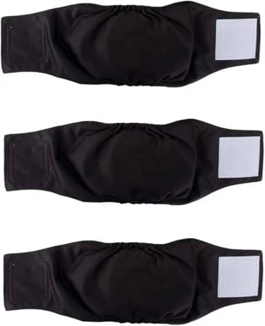 Fralda Cachorro Reutilizáveis Petting Is Caring Macho 3 Pcs - Ventre Materiais duráveis e laváveis à máquina (3 Black, XS)