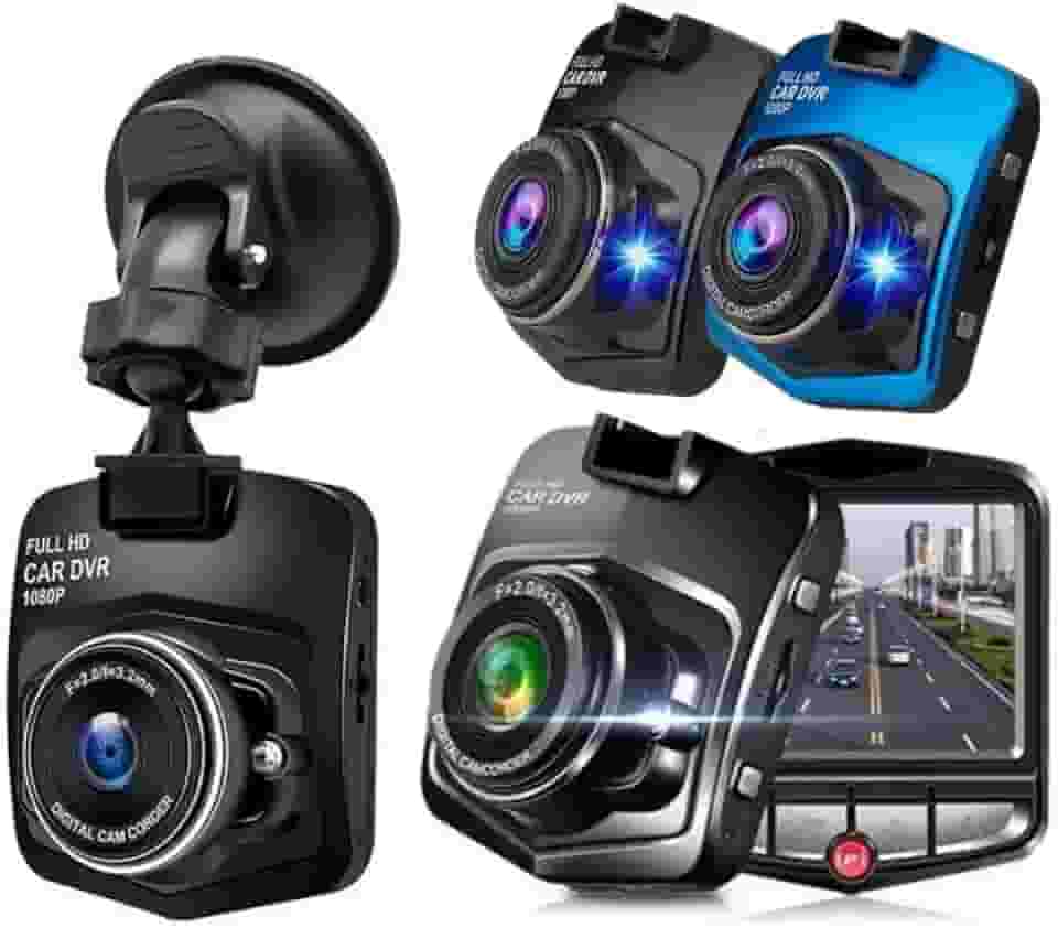 Câmera Veicular DVR Recarregável Full HD 1080P | Câmera Filmadora De Carros, Caminhões, Caminhonetes e Veículos Gerais | Gravação Em Loop | Com Sensor De Colisão e Modo Estacionamento (Preto)