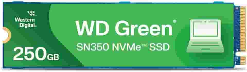 SSD WD Green SN350 250GB NVMe M.2 2280 (Leitura até 2400MB/s e Gravação até 1500MB/s)