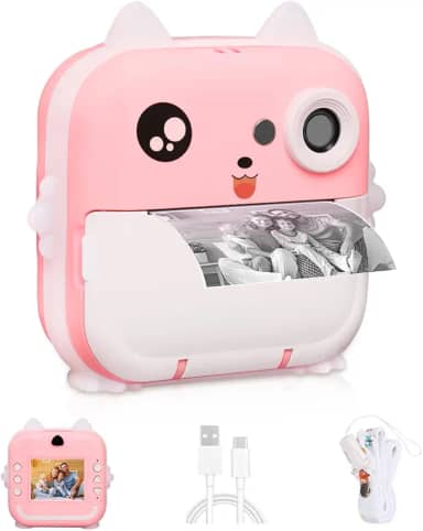 Câmera Instantânea (pink), Câmera Instantânea, Pode Imprimir Fotos, Grafite Diy, Vídeo HD, Pixels HD de 2400W