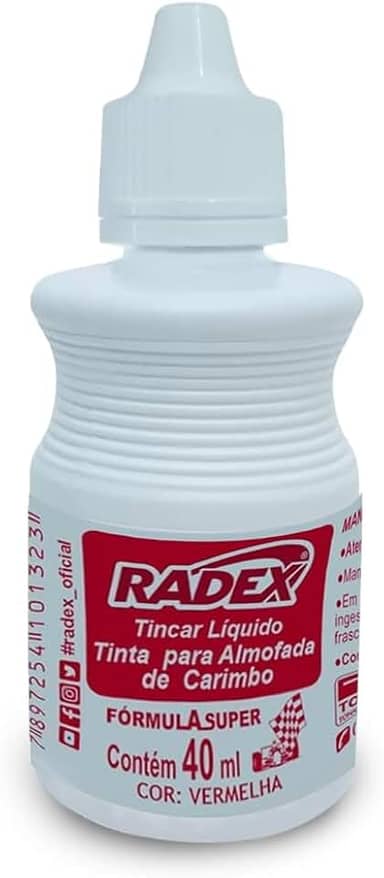 Tinta para Carimbo vermelha 40ml Radex