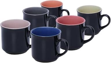 Mimo Style Mini Canecas Para Café Com 6 Peças Multicolor, Material de Cerâmica Com o Melhor Isolamento Térmico, Durabilidade Que Torna o Produto Sustentável (Preta - 90ml)