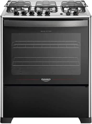 Fogão 5 Bocas Dako Magister Grill Preto com Mesa Inox Bivolt
