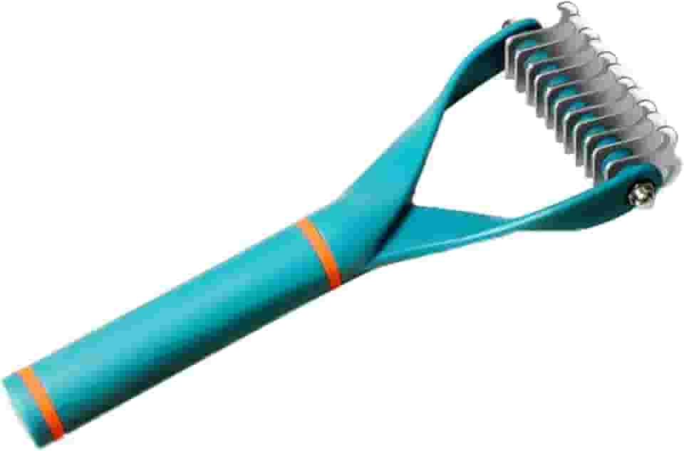 Pente Desembaraçador para Cães Parafuso de Fixação Ponta Brilhante Pente Ancinho Subpêlo para Cães Ponta Dupla Pente para Remover Nós de Gato (L)