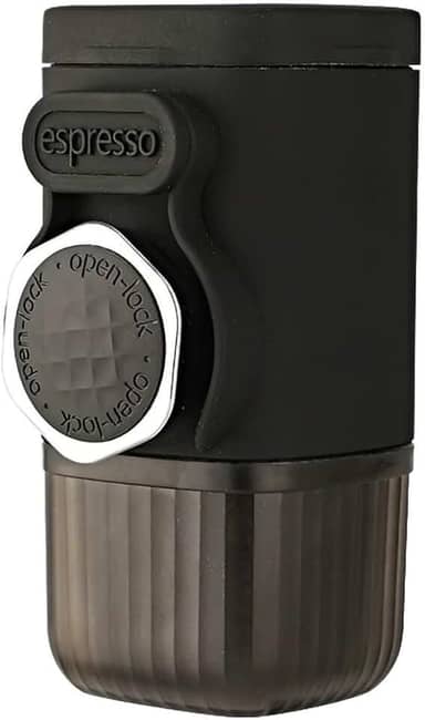 Cafeteira portátil de prensa manual com compartimento de cápsula, tigela de café em pó e caneca de viagem - Máquina de café expresso compacta para casa, viagem, preparação manual de café