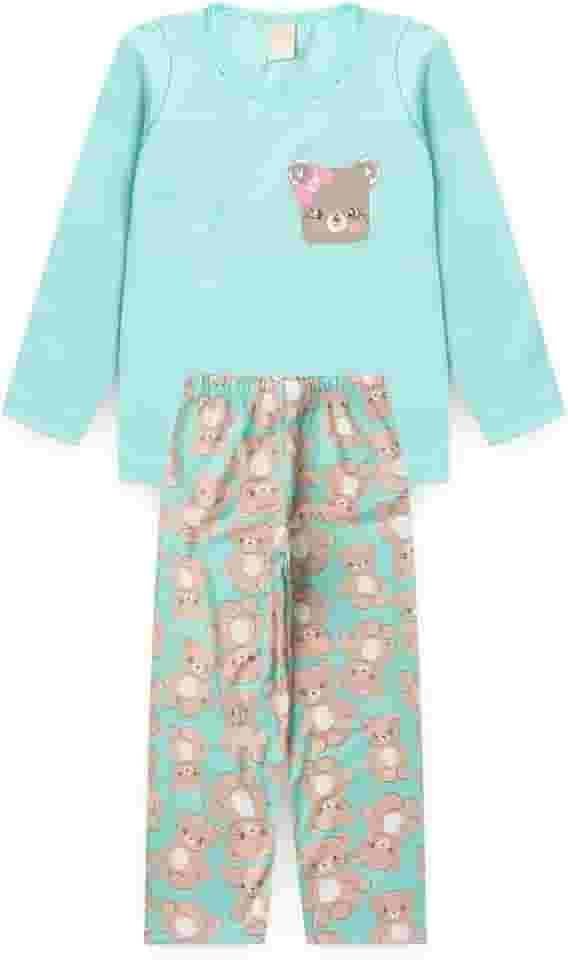 Pijama Longo Infantil Menina Blusa e Calça Ursinha Carinhosa