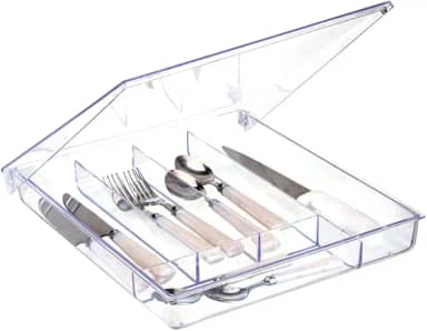 Keita Porta Talher Organizador de Talheres Multiuso Com Tampa Transparente