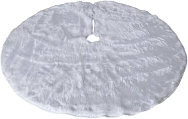 Saia Para Arvore de Natal Pelucia 70 CM Cores Branca - Verde - Vermelho - Rose Tapete Árvore de Natal Enfeites para Arvore de Natal, Base de Arvore de Natal Decoração de Natal (BRANCO)