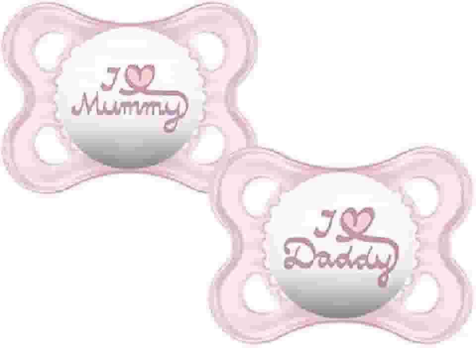 MAM Baby Kit Com 2 Chupetas Original Com Bico Simétrico de Silicone SkinSoft para Crianças 0-6 Meses Com Caixa Esterilizadora, Rosa e Neutra