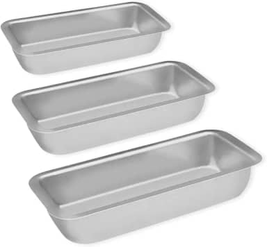 Conjunto de Formas para Pães em Alumínio, 3 Peças, Antiaderente, 24-30,5cm, Cinza