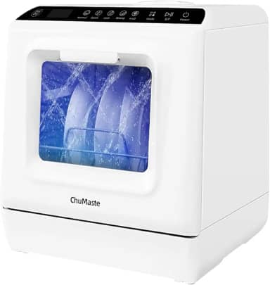 máquina lava louça, lava-louças portátil com tanque de água, 6 programas de lavagem, à prova de vazamentos e também pode ser conectada à torneira. Para apartamentos, dormitórios, escritórios.