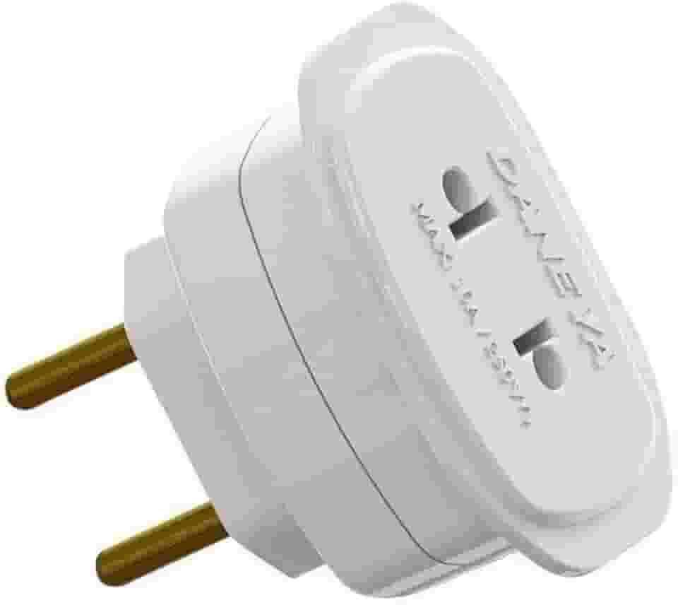 DANEVA - ADAPTADOR UNIVERSAL - 2 PINOS - 10 AMPERES / 250 VOLTS - BRANCO - DN1659