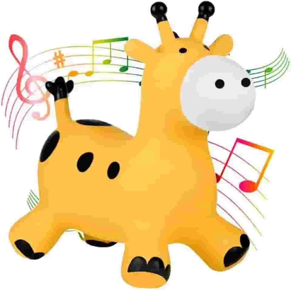 Cavalinho Girafa Upa Upa Baby de Borracha com Som Amarelo