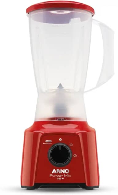 Liquidificador Arno Powermix 550W LQ11, Vermelho, com 4 Lâminas Zelkrom de Aço Inox, Alta Durabilidade e Desempenho Superior, 110V