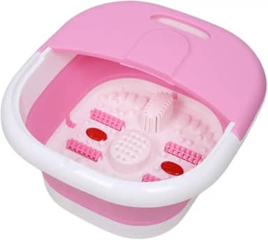 Hidromassagem Spa Dos Pés Elétrico Massagem Bolhas Aquecimento Infravermelho Roletes 500w Rosa ou Cinza Voltagem 110V 7L (Rosa)