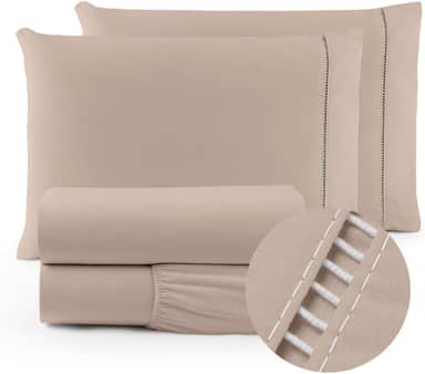 Jogo de lençol 400 fios Micropercal com elástico toque suave varios tamanhos (solteiro, casal, queen, King) (Caqui, Casal)