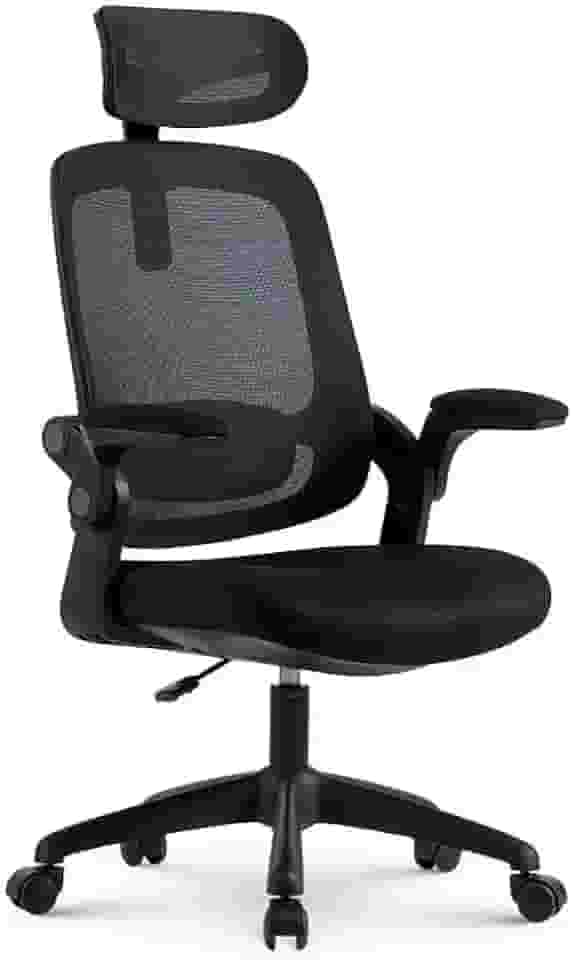 Cadeira de Escritorio Ergonômica Astra Preta com Apoio Lombar e Cabeça, Encosto Ajustável, Mesh Respirável