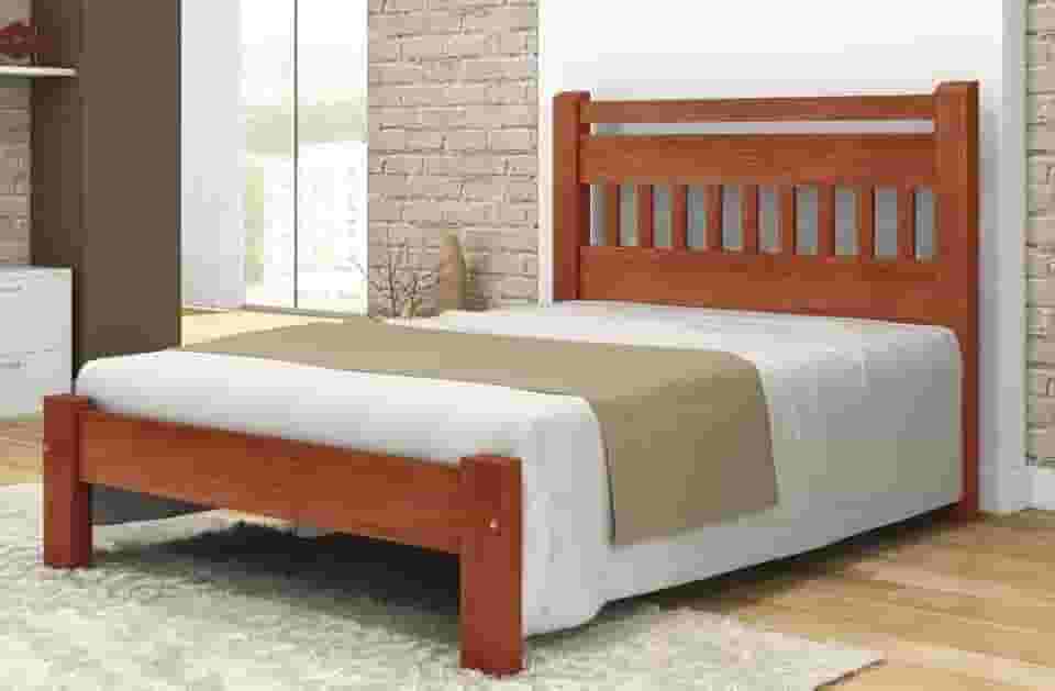 Cama Super King Size Antares de Madeira Maciça Tauari - Cor Imbuia