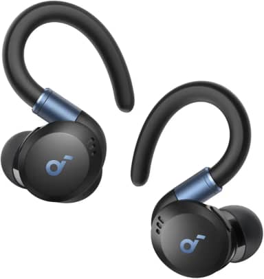 soundcore Sport X20 da Anker, Fone de Ouvido Sem Fio para Treinos, Ganchos Ajustáveis, Cancelamento de Ruído, Graves Intensos, IP68, À Prova de Suor e Poeira, 48H de Reprodução, Fones para Academia