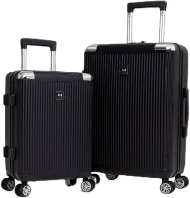 Conjunto de Malas Rígidas, Preto, 2 Peças com Balança Digital, Rodas 360°, Expansível, Bloqueio Numérico, 40x25x50cm e 44x28.5x61cm