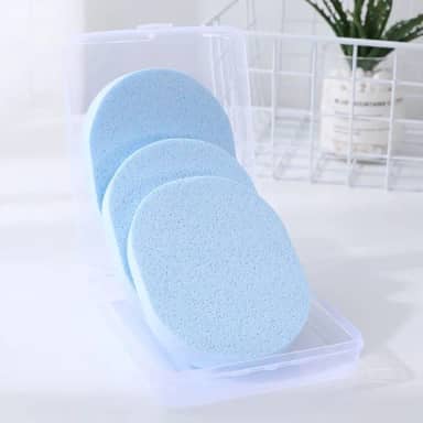 3 Pedaços Esponja Para Lavar o Rosto Aumentar e Engrossar Lavagem do Rosto Sopro de Limpeza Com Caixa Carvão de Bambu Algas Marinhas Esponja Removedora de Maquiagem Pele Limpa