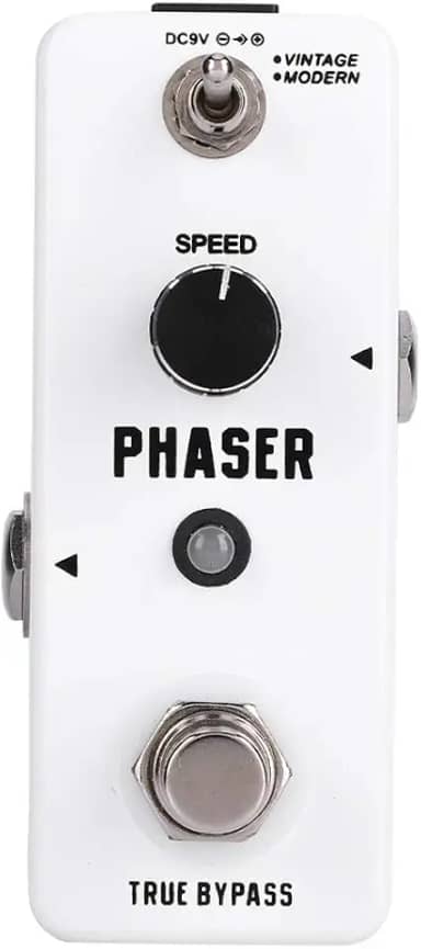Domary Pedal Analógico de Efeito de Guitarra Phaser, Portátil, Mini Concha de Metal, Vintage, Moderno, True Bypass, Indicador Led para Guitarristas